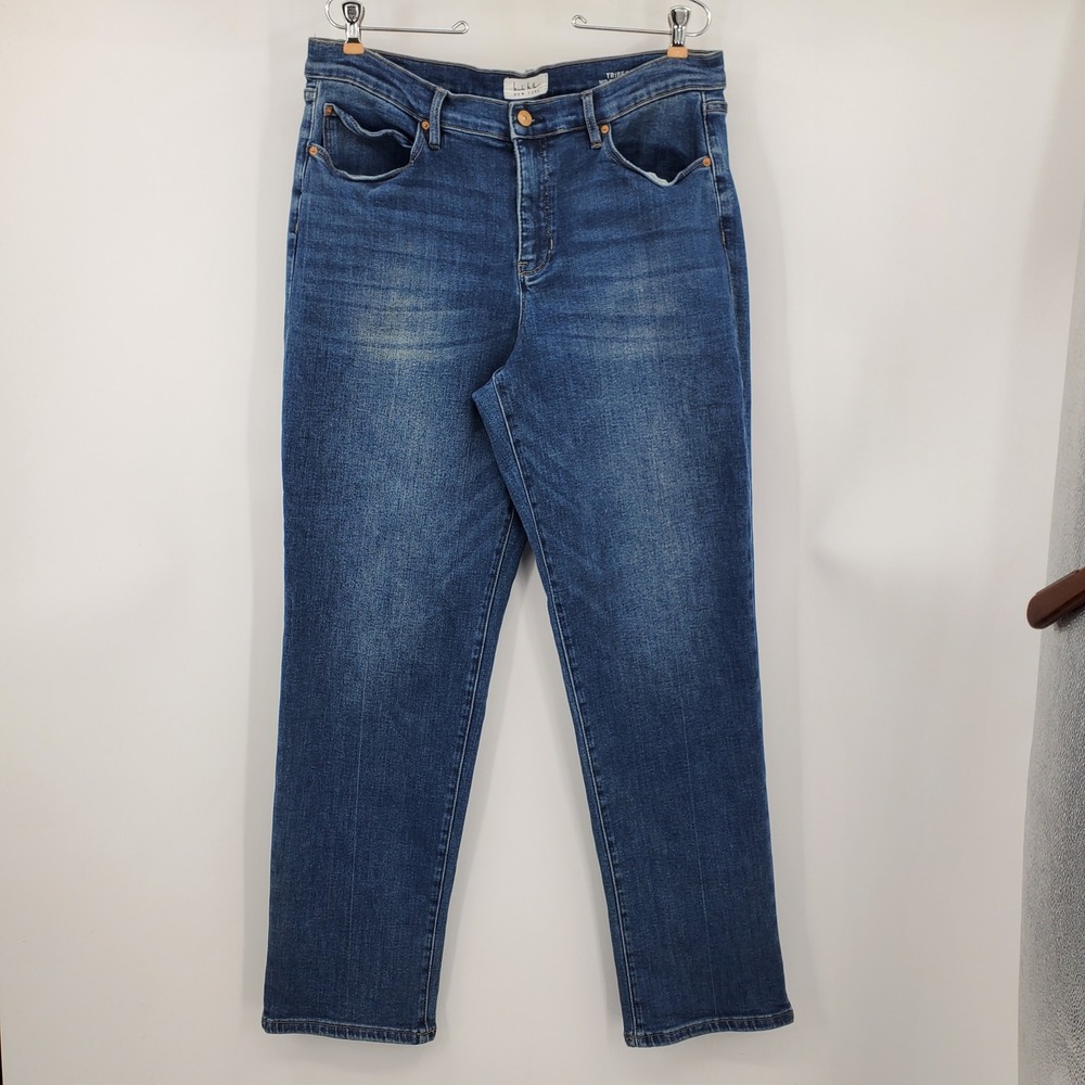 Nicole Miller Tribeca Mid Rise Straight Leg Jeans Blue Medium Wash 14 Casual